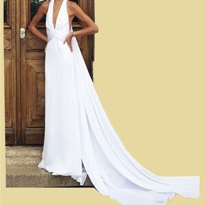 Elegant White Halter Dress